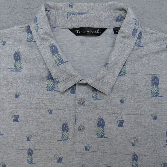 Travis Mathew Golf Polo Shirt Mens 2XL Pineapples Gray Short Sleeve - Picture 1 of 13